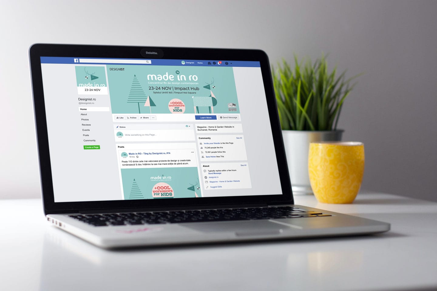 facebook page viewed on laptop screen