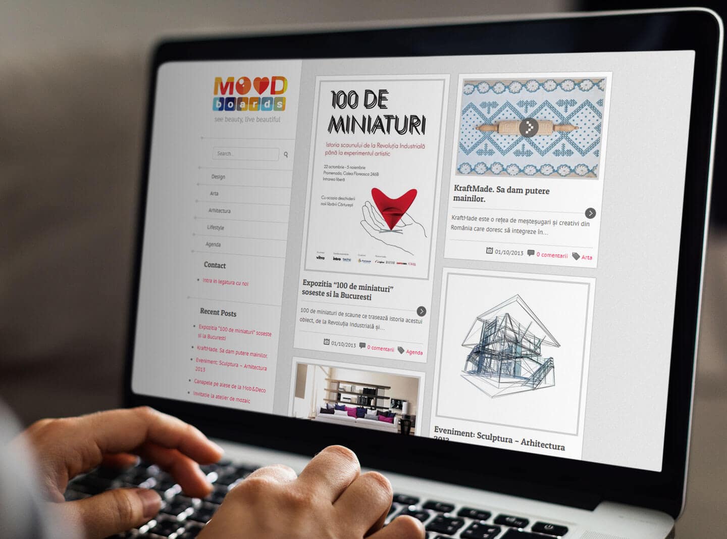 moodboard website viewed on laptop screen